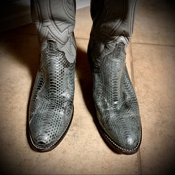 Grey Western Cowgirl Boots Authentic Snake Skin Leather Size 5 Great Condition - Picture 5 of 10